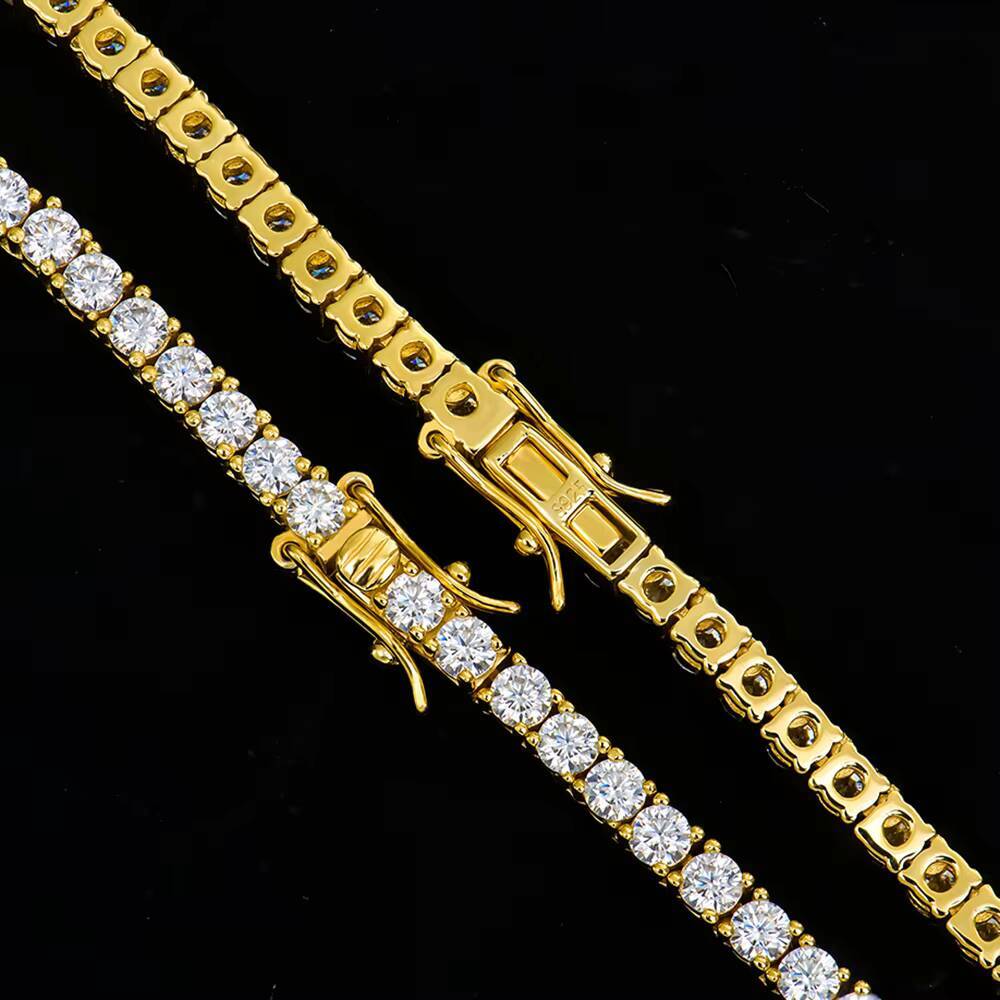 Xingyue Wholesale Fine Jewelry Jewellery 3mm Gold Plated Silver 925 Ice Vvs Moissanite Diamonds Tennis Necklace Chain for Women