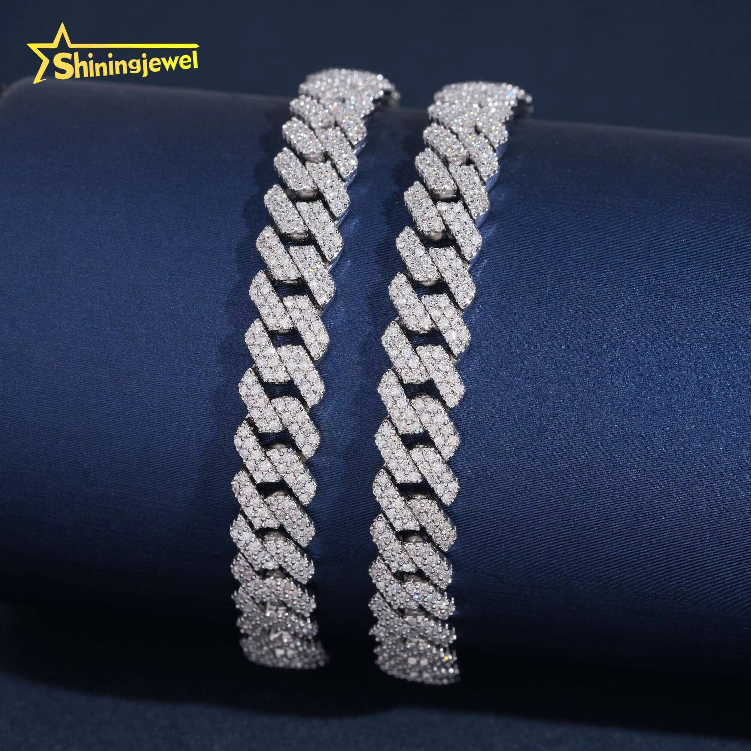 RTS US Warehouse Local Stock Pass Diamond Tester Solid 925 Sterling Silver Hip Hop Jewelry 8mm VVS Moissanite Cuban Bracelet