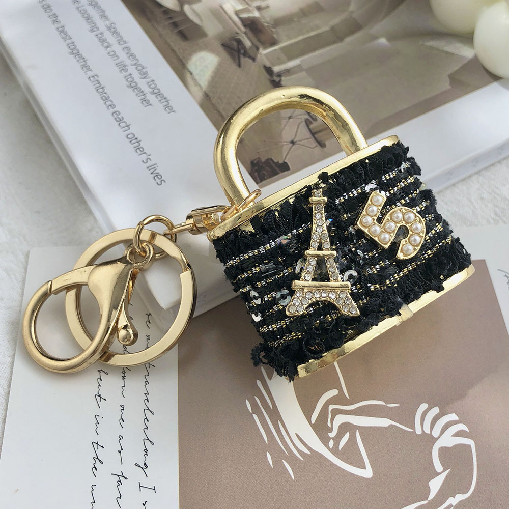 bag charms Creative Small Gift Korean Velvet Ins Bag Lock Shape Pendant Metal Keychain Cartoon key chain Z260130