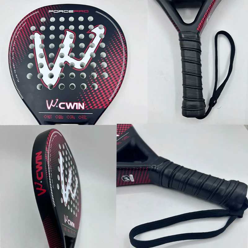 Cwin Paddle Racket Carbon Fiber Soft EVA Face for Adult Prefessional Training Tennis Paddle Racquet with Padel Shovel Protector W251021