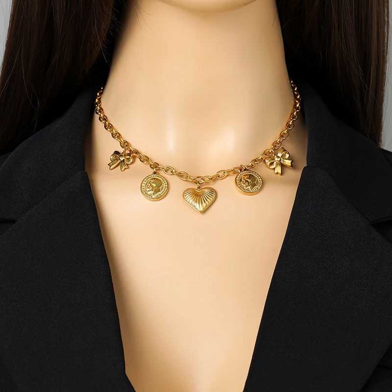 316L Stainless Steel Heart Love Pendant Necklace for Women Fashion 18K Gold Plated Neck Chain Waterproof Jewelry Gift XJ250717