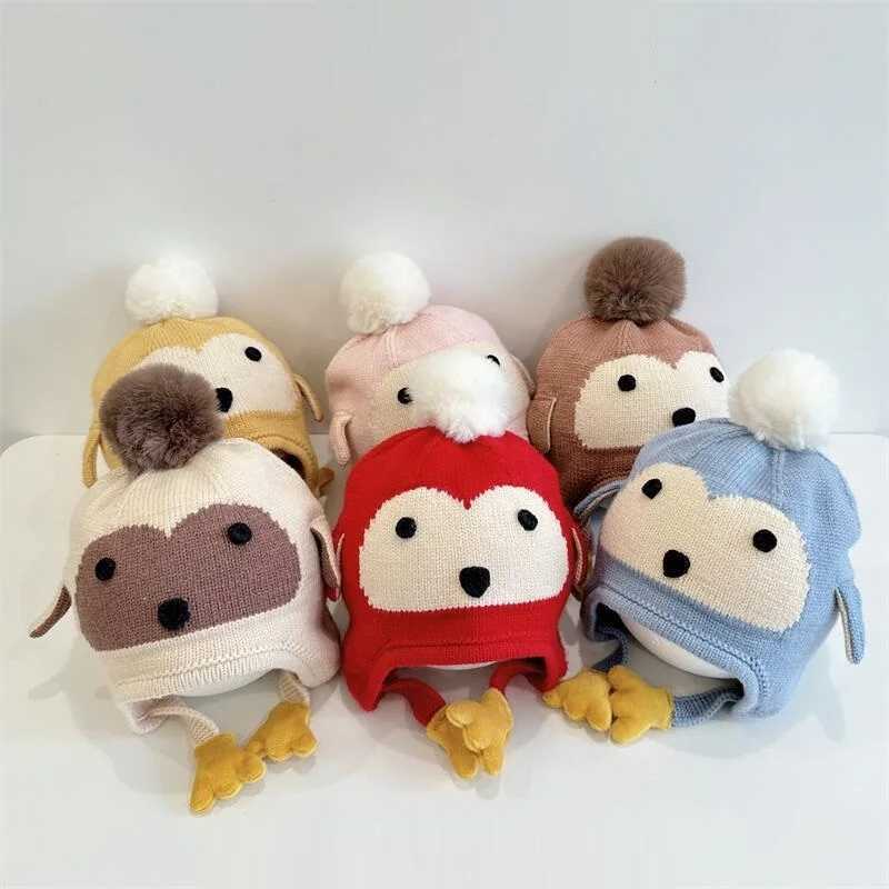 Kids Boys Girls Knitted Hats Cute Penguin Shape Elastic Beanies Warm Ear Protection Cap for Autumn Winter Toddlers Fascinators J251021