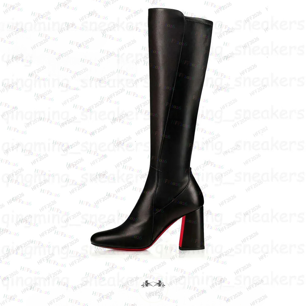 10A boots designer womens brand heels women dress shoes Red Shiny BottomBoots Toe High 10cm 12cm Stiletto Genuine Leather Woman High quality Winter knight boots f5