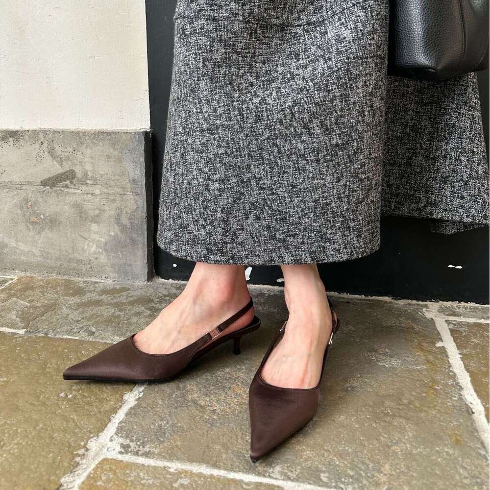 Designer Shoe French Style High Heels for Women Pointed Stiletto 2025 Autumn New Closed Toe Sandals Backless Fairy Shoes