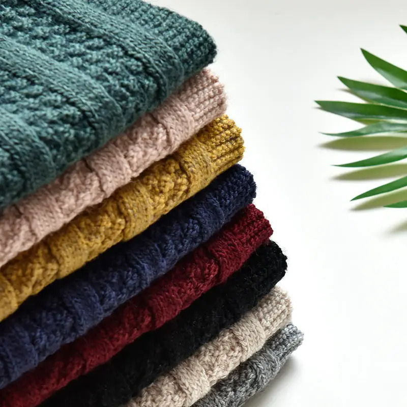 ENJOYFUR women winter scarf warm wool knitted ring scarves for girl fashion strip flower female solid long neckerchief 251021