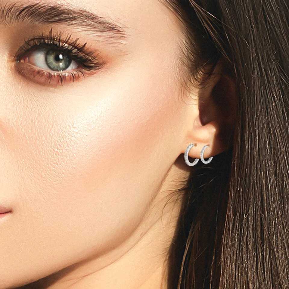 S925 Sterling Silver Pin Earrings Fashion Hoop Earrings White Gold Plated Earrings Nickel Free Earrings J251021