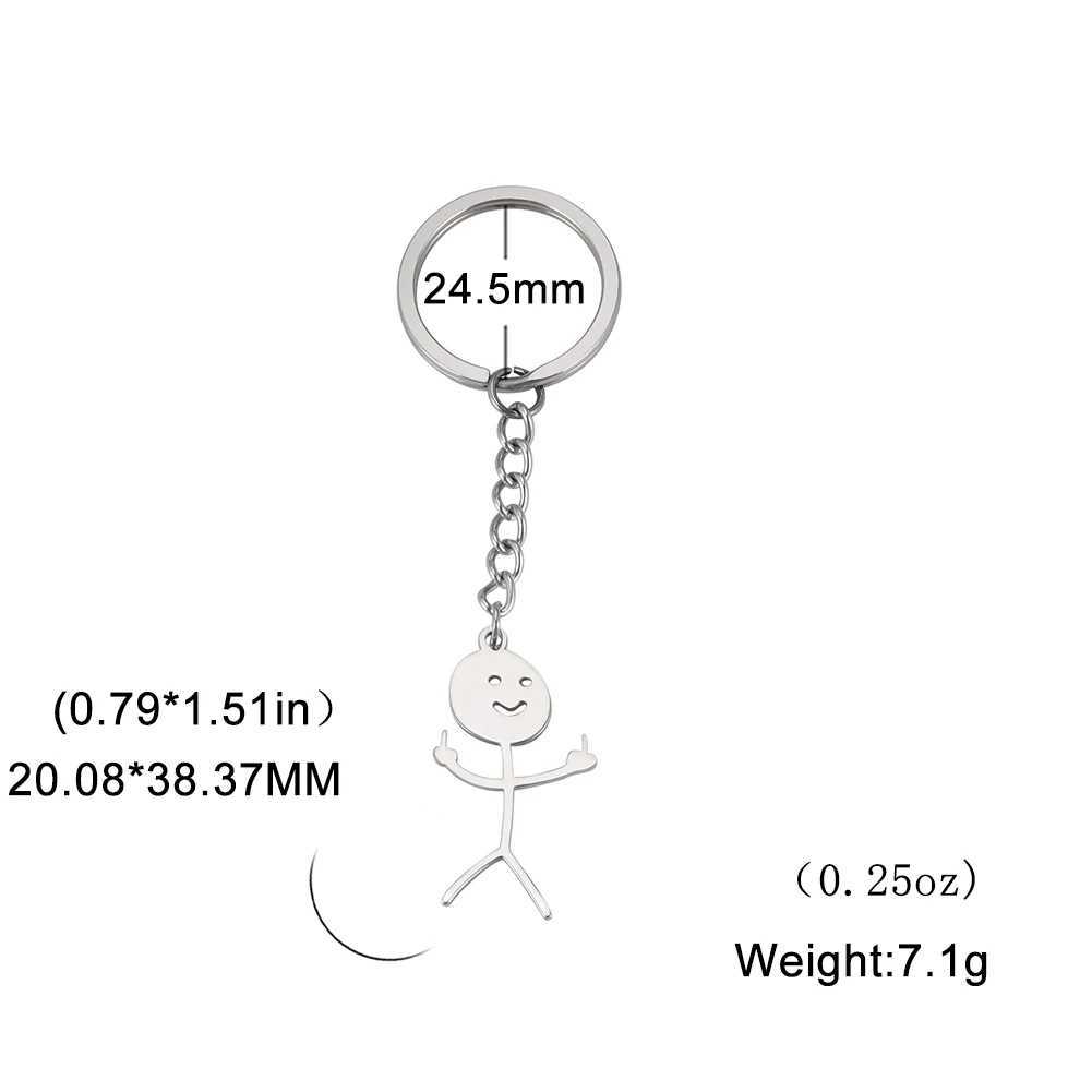 Teamer Funny Middle Finger Stickman Keychain 2025 Cute Trend School Bag Car Key Pendant Couple New Trinket Gift Keyring J251121