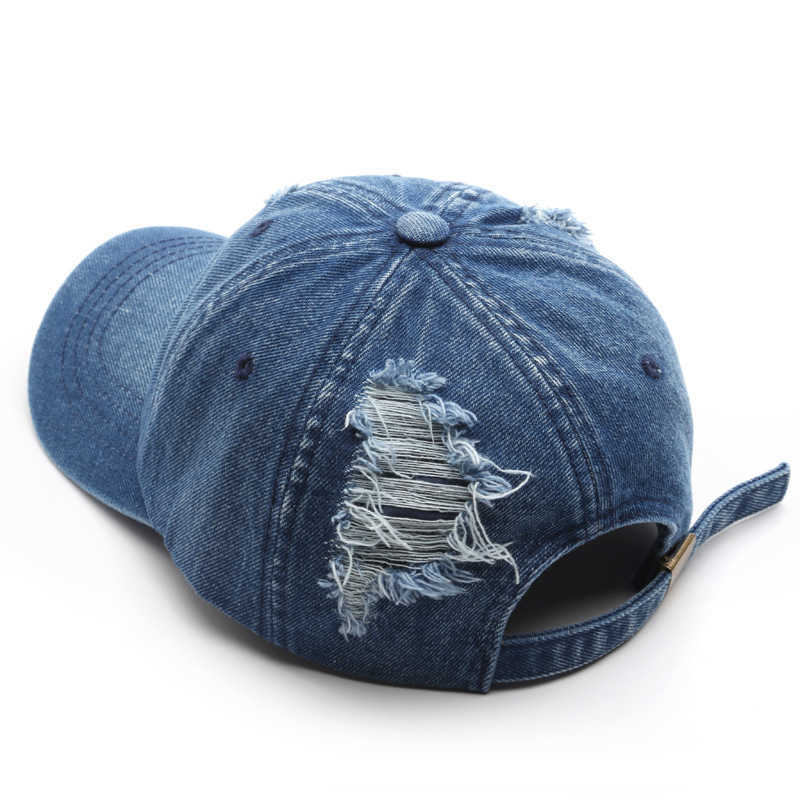 Fashion Distressed Washed Denim Baseball Cap Outdoor Street Style Mens Sun Protection Visor Cap H251020 7IHI