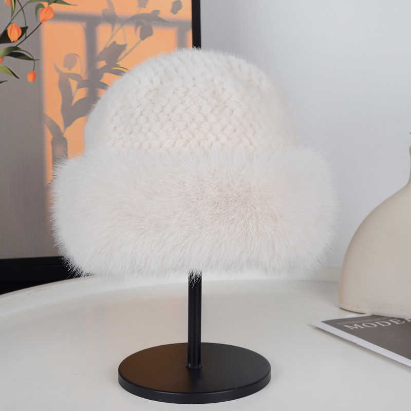 Plush Hat for Women Autumn and Winter Coldproof Bucket Hat Ear Protection Hat Faux Fox Fur Fisherman Hat Fluffy Windproof Trendy Hat H251020
