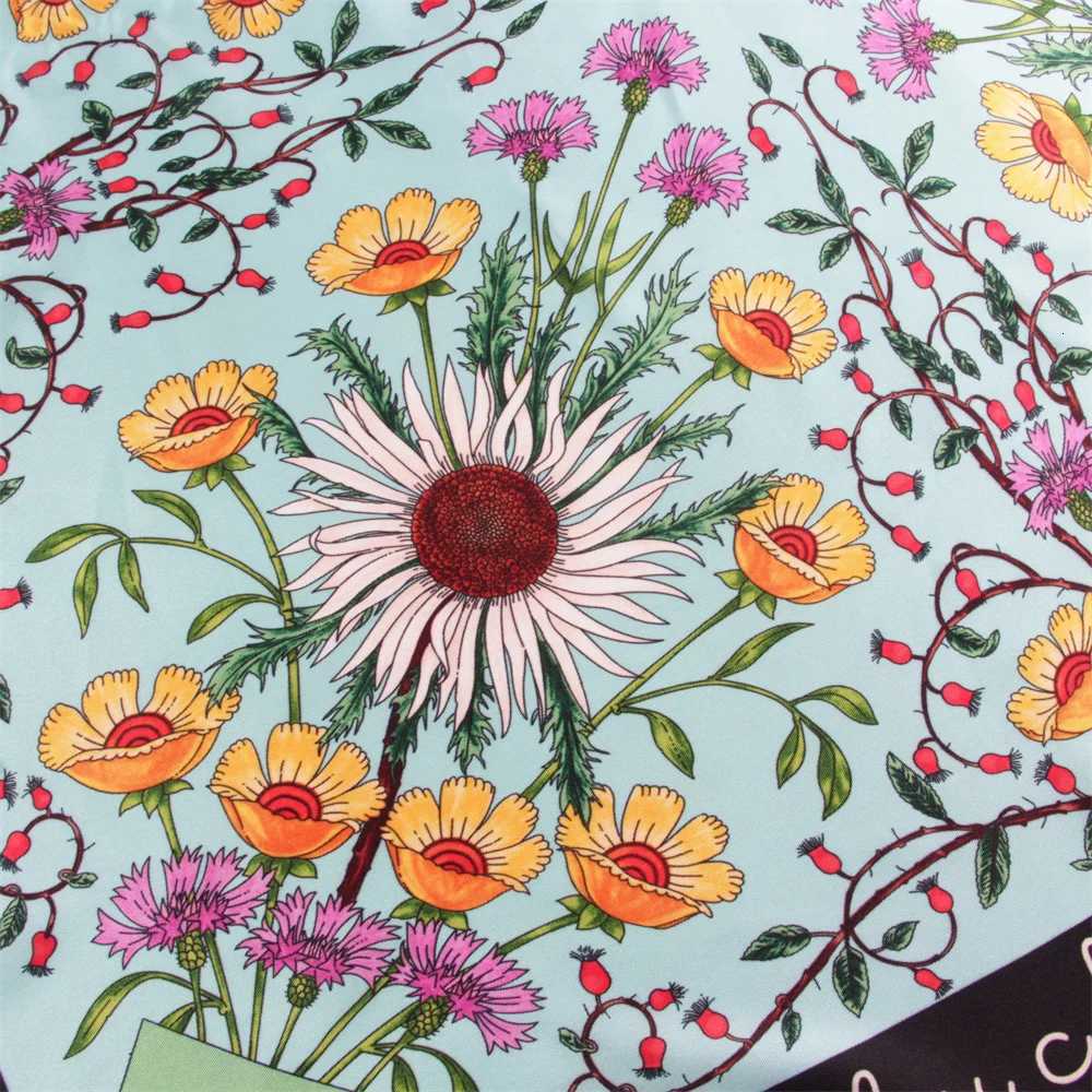 Silk Scarf Women Floral Printed Square Scarves Head Echarpes Silk Foulards Femme Wraps Beach Shawls Bandana Lady Hijabs 90CM W251021