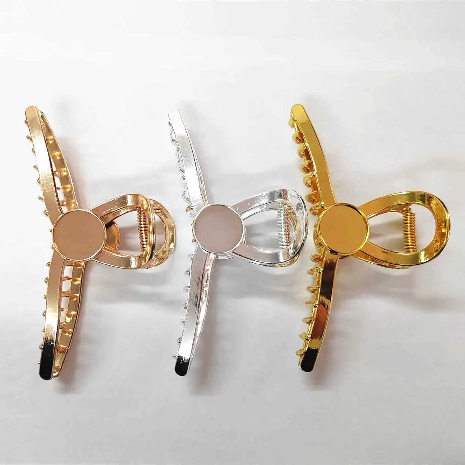 2pcslot New doublesided soldered tray alloy hair grab with goldsilverkc gold DIY hair accessory partsW254021