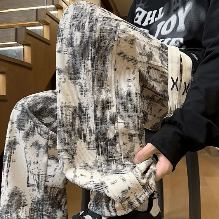 Chinesestyle Spring and Summer American High Street Casual Men TieDye Loose Straight Pants 251017