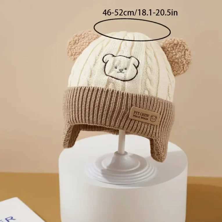 Baby Bear Knit Hat with Ears Soft Earflap Cap for Boys Girls Hat for Christmas Knitted Design with Bear Ears Soft Fleece J251021