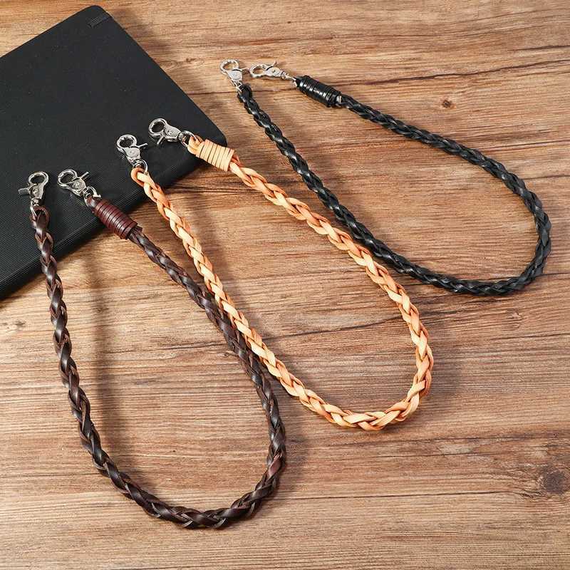 Classic Punk Biker Genuine Leather Keychain Jeans Chain Handmade Wallet Chain Waist Chain Mens Rock Clothing Accessories W251021