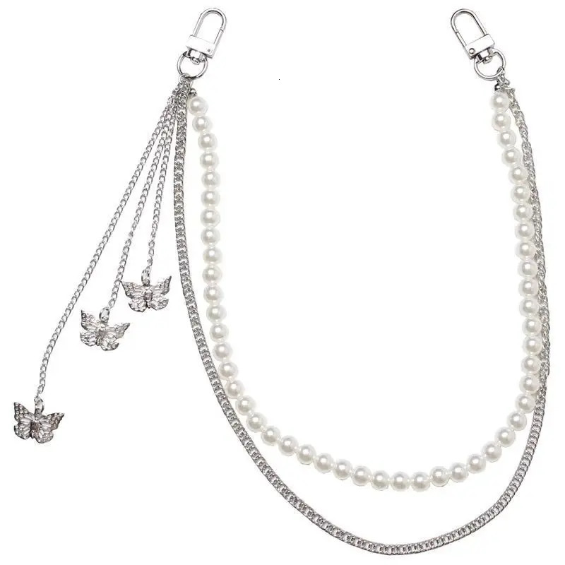 Double Layer Butterfly Pendant Pearl Alloy Pants Chain for Hip Hop Dancers Punk Girl Boy Harajuku Jeans Side Chain Bags Chain 251021