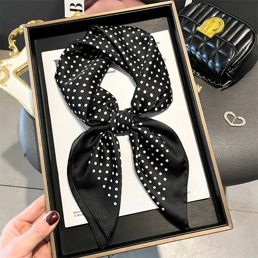 Luxury Polka Dot Print Shawl Square Scarf for Women Satin Wraps Neckerchief Female Hair Bands Ribbon Headband Bandana 70X70CM W251021
