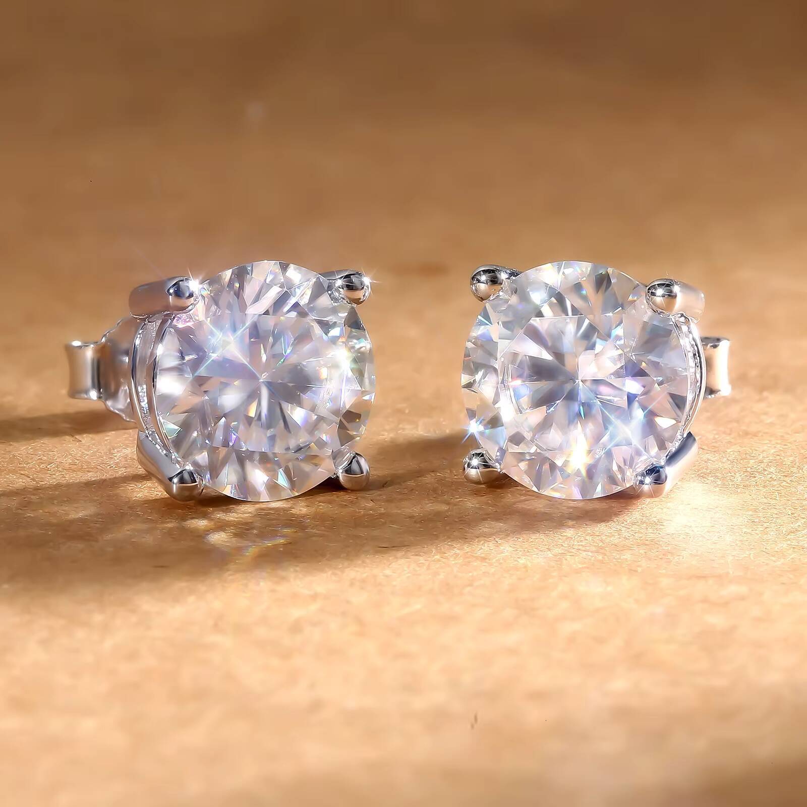 Women MEN Gifts White Gold Plated 925 Sterling Silver GRA D Color 10CT Moissanite Lab Diamond Hypoallergenic Moissanite Earring