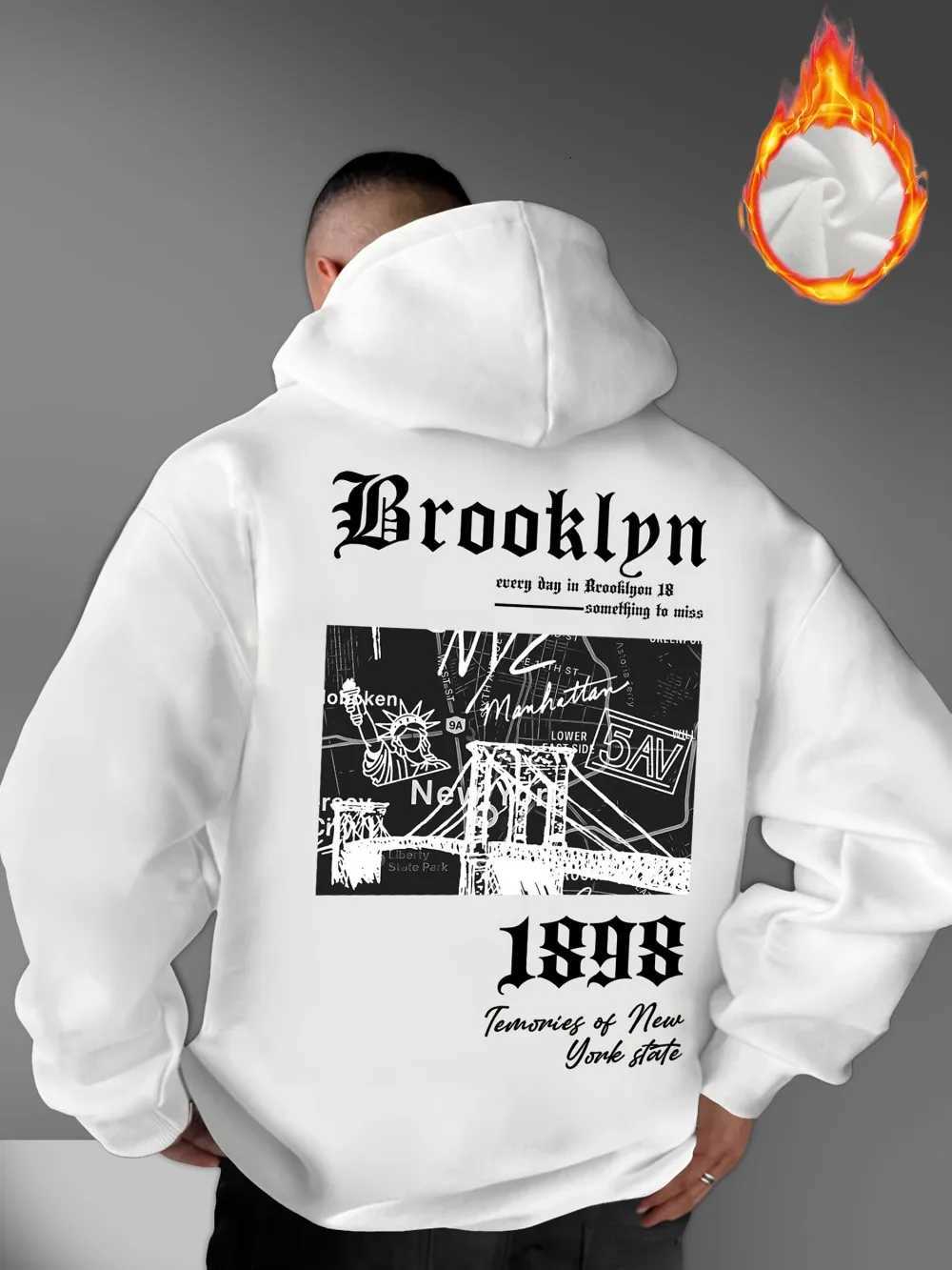 Fashionable mens autumn gothic letter retro landscape print micro elastic comfortable hooded sweatshirt outdoor street style to W251021