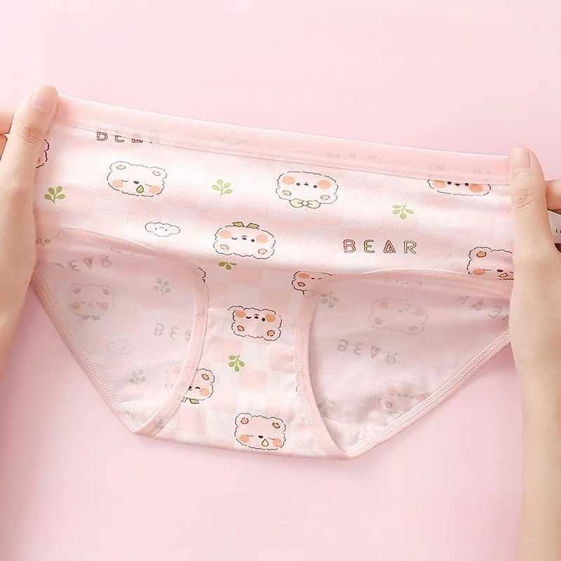 4PCS Girls Cotton Soft Antibacterial Briefs Kid Cute Print Panties Thin Breathable Comfort Underwear 3y Young Children Clothing J251021