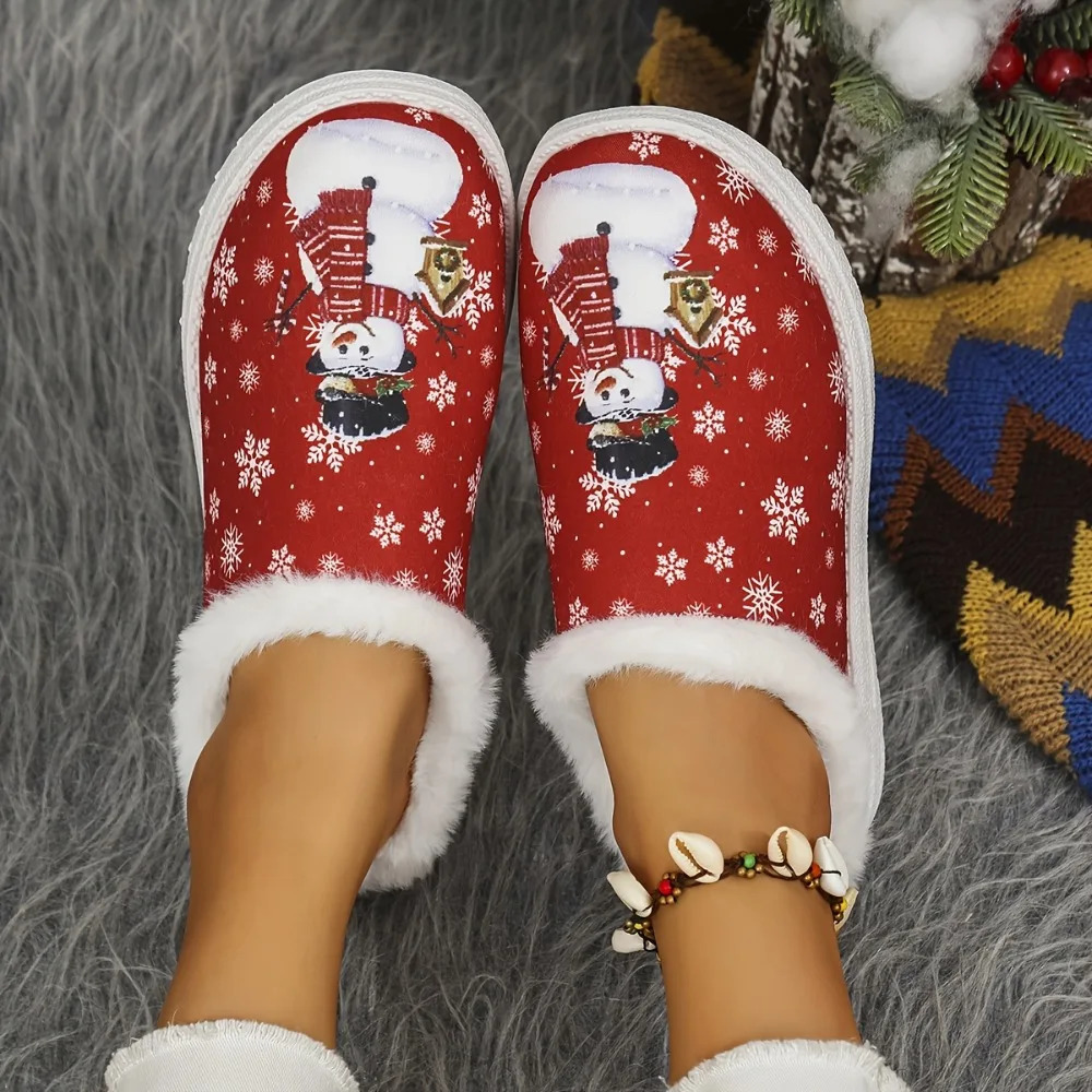 Winter Womens Slippers Christmas Holiday Cozy Home Shoes Non Slip Thick Warm Fuzzy Slippers Lightweight Comfortable 251021