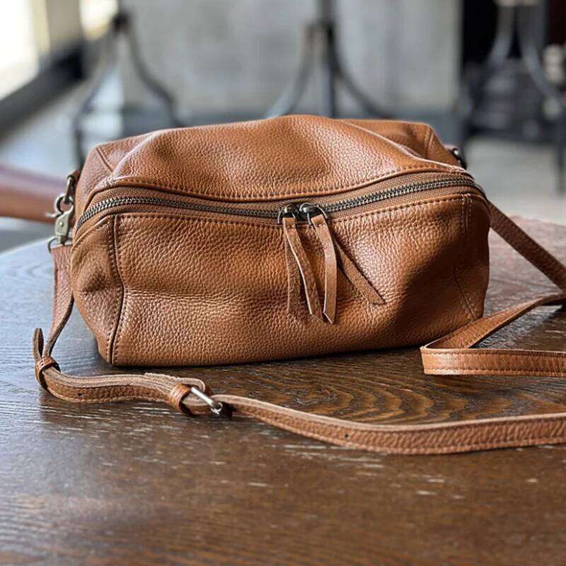 Designer Luxury New Vintage Female Plant Tanned Cow Single Shoulder Crossbody Leather Bucket Fashion Small Bag