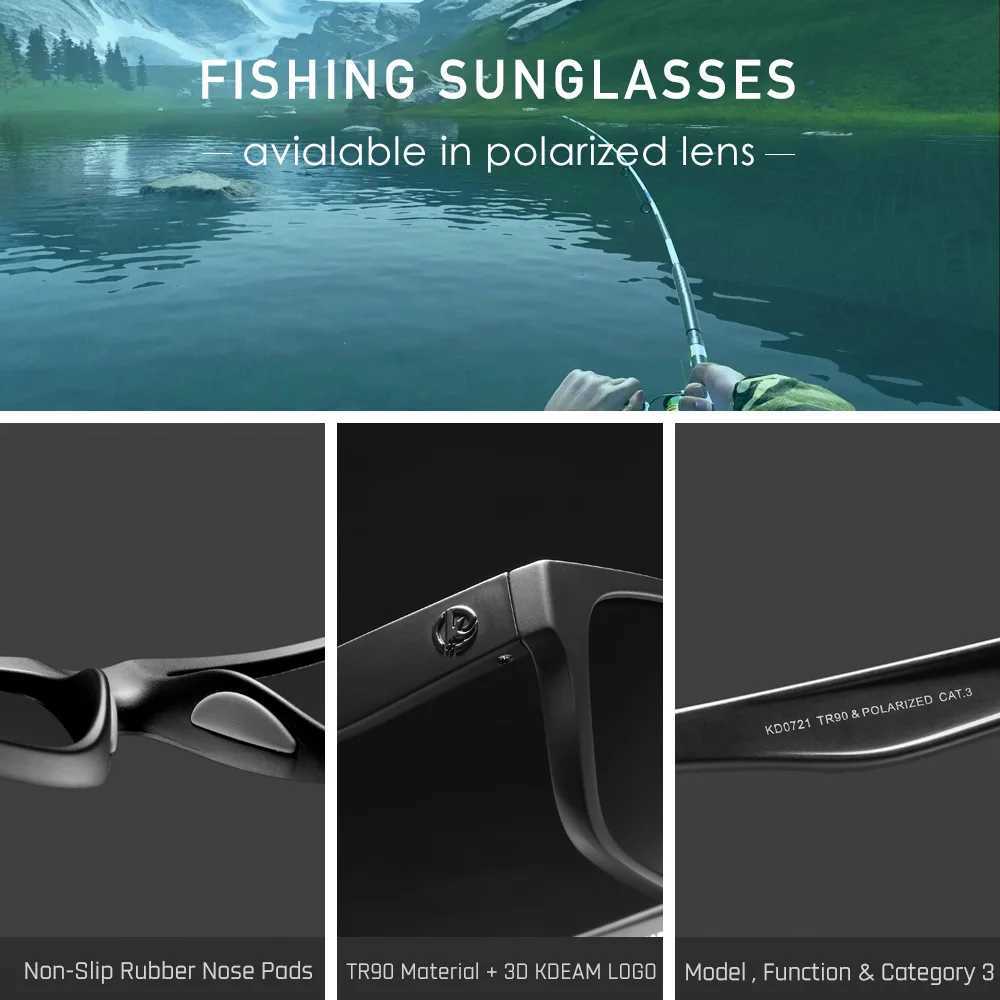 KDEAM Polarized Sunglasses Men Sports Tridimensional Brand TR90 Square Sun Glasses All Black With Zipper Case KD0721 J251114