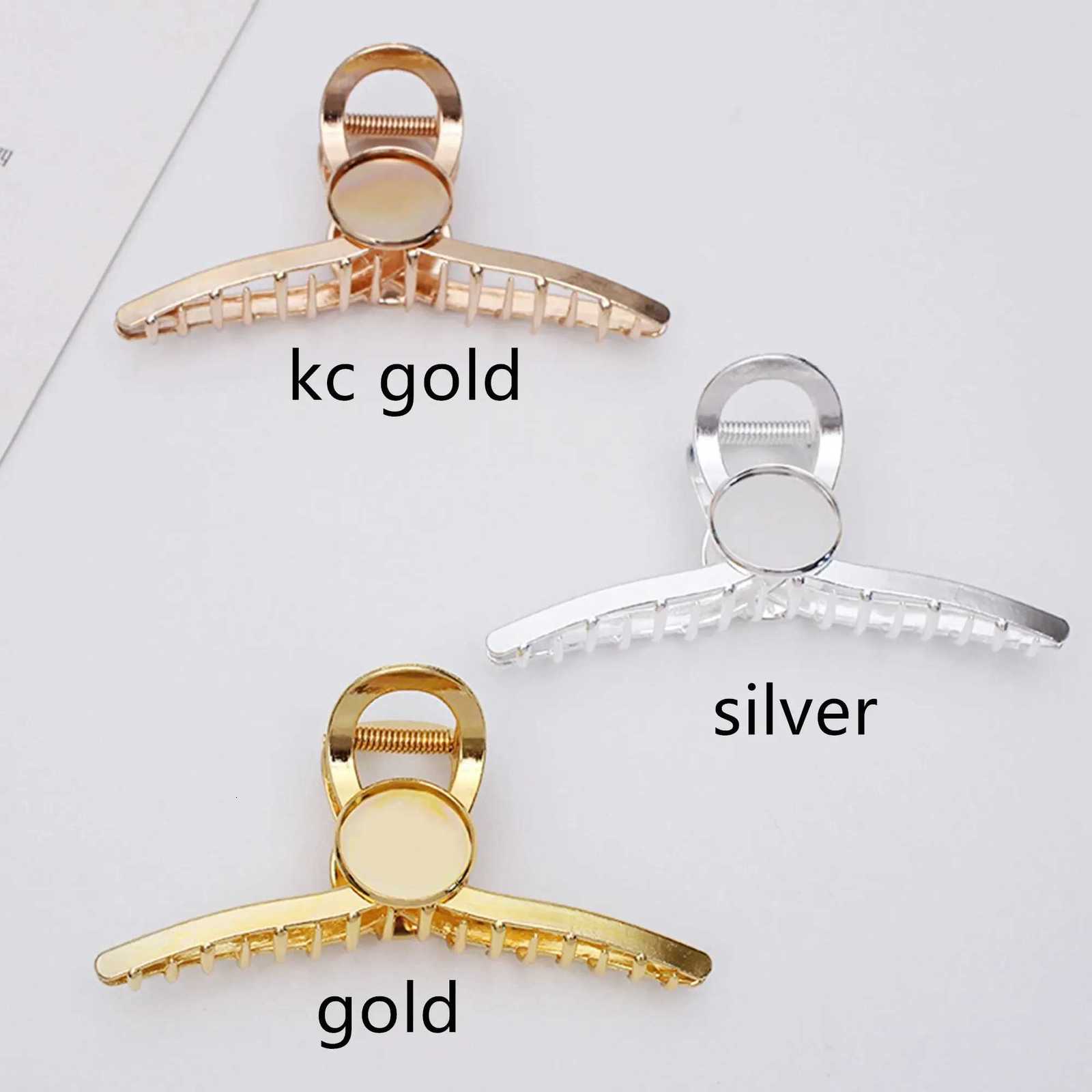 2pcslot New doublesided soldered tray alloy hair grab with goldsilverkc gold DIY hair accessory partsW254021