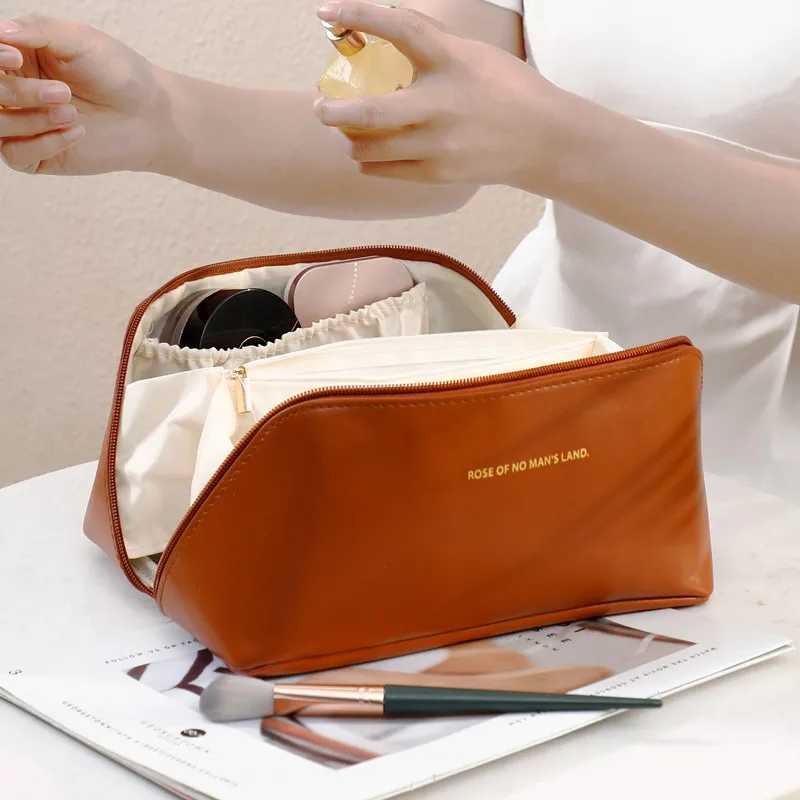 LargeCapacity Travel Cosmetic Bag Portable PU Makeup Pouch Women Waterproof Bathroom Wash Handbag Multifunctional Toiletry KitW251021