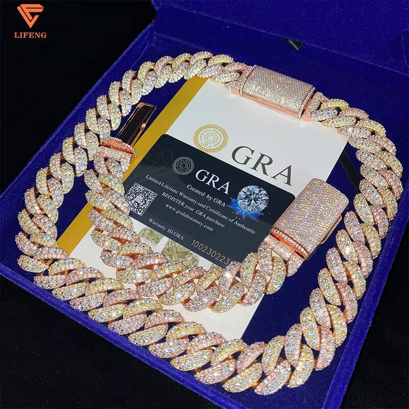 925 Silver Moissanite Cuban Link Chain for Men 8mm 12mm 14mm 15mm 16mm 18mm 20mm Iced Out Hip Hop Vvs Moissanite Fine Necklaces