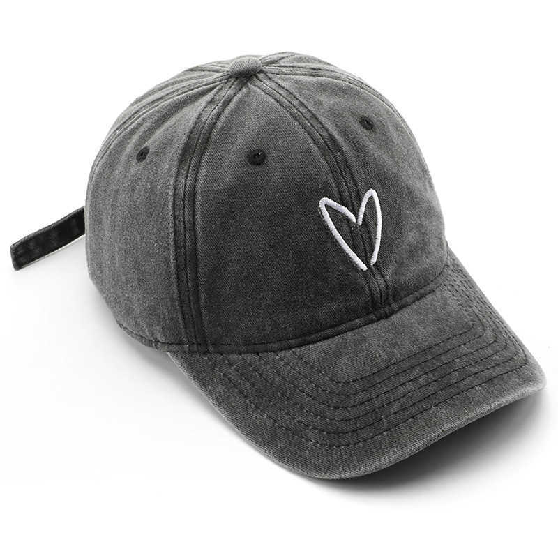 Unique Womens Washed Vintage Heart Embroidery Baseball Cap Outdoor Mens Sun Protection Visor Cap H251020