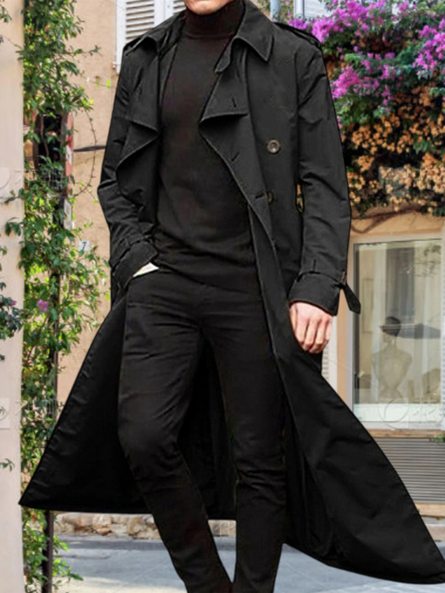 Men s Classic Wool Blend Trench Coat with Removable Belt and Notched Lapel Collar Warm Winter Overcoat Jacket 251016