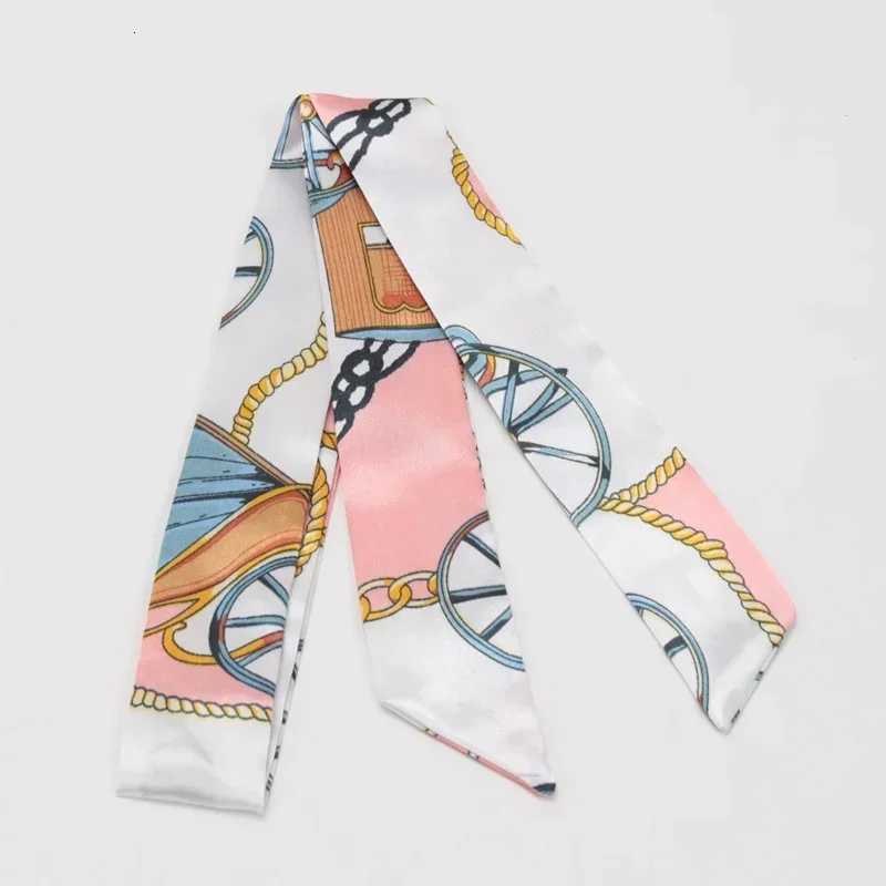 Skinny Scarf Hair Small Women Simple Style Handle Ribbon Fashion Printing Hairband Headscarf Beautiful Scarves Bags for Women W251021