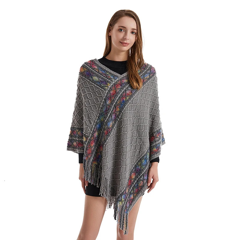 Womens Retro Pullover Tassel Shawl Ethnic Style Cape Knitted Outwear Coat Tourism Wear Pull 10090cm 251021