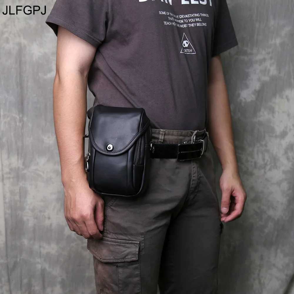Multi Functional Mens Leather Waist Bag Fashionable And Casual Top Layer Cowhide Crossbody Bag 67inch Mobile Phone Hook Bag Z251021