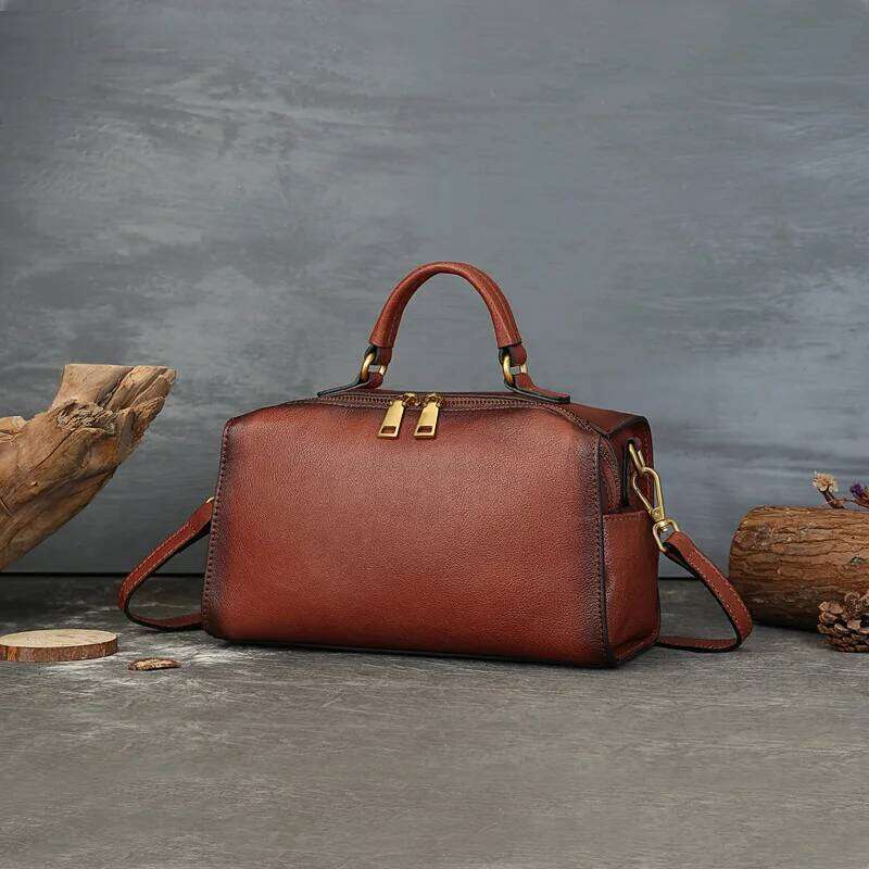 2025 vintage cowhide leather Boston Pillow bags high quality women's top-handle designer Commuter shoulder crossbody bag