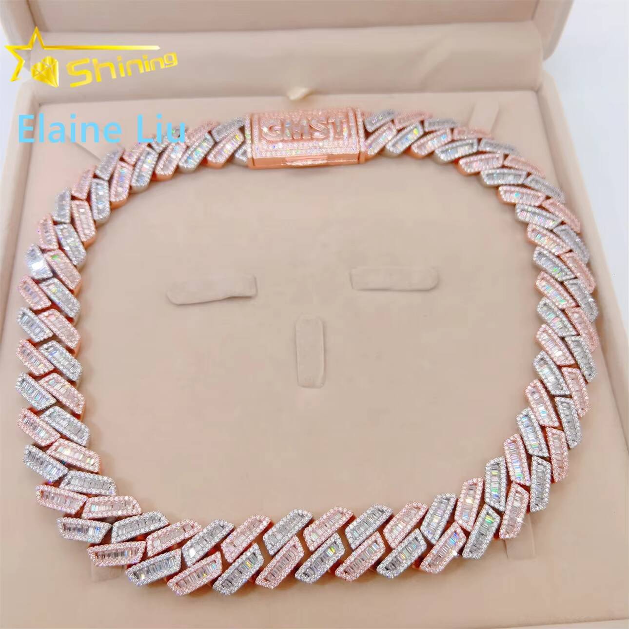 Sterling Silver 925 Pass Diamond Tester VVS Moissanite Necklace 18mm Hip Hop Iced Out Jewelry Miami Cuban Link Chain Necklace
