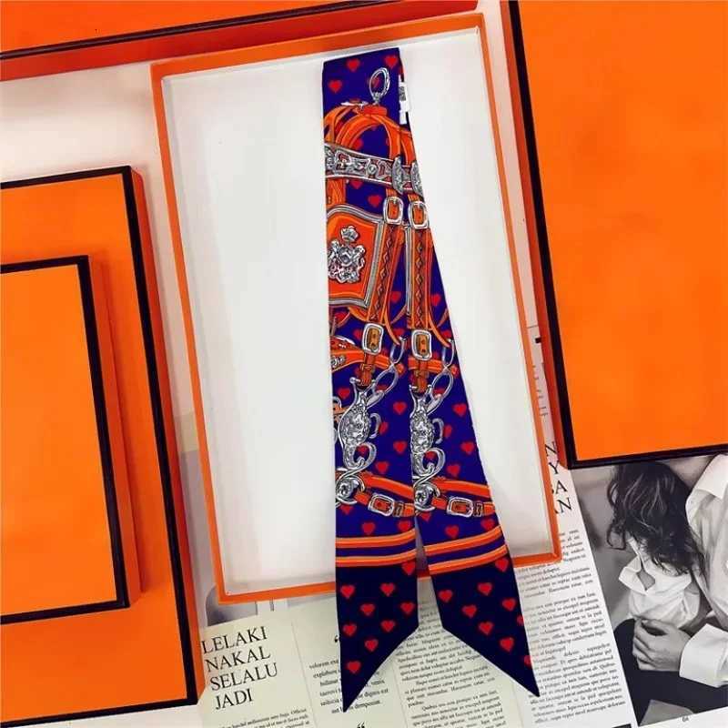 100 Silk High Quality Luxury Brand Scarf Women Headband Hair Band Foulard Tie Ribbon Neckerchief Skinny Scarves Accessories W251021
