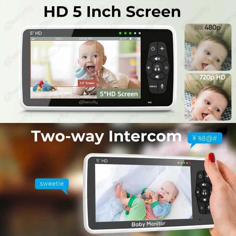 Baby Monitor with 2 Cameras 5 Inch SplitScreen Baby Phone with Camera and Audio PanTiltZoom Baby Camera No WiFi2Way Talk J251121