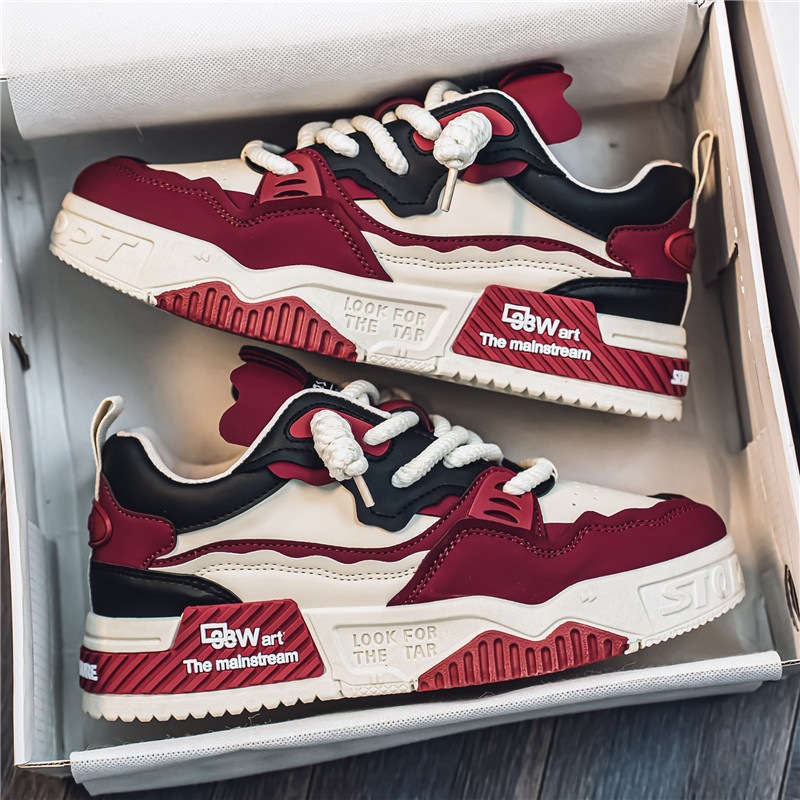 Men's shoes 2025 spring trendy brand versatile red board shoes youth sports platform 47 extra large size 48 casual shoes
