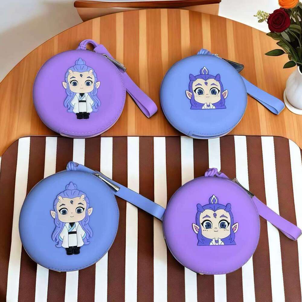Cartoon Coin Purse Nezha 2 Demon Child Headphone ID Zipper Silicone Lipstick Bag Storage Mini