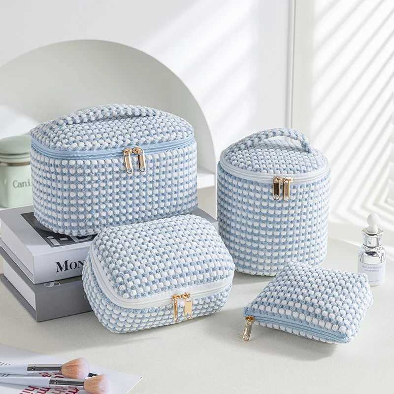 Stylish Corduroy Makeup Bag Set for WomenLarge Capacity with Multiple Compartments Ideal for Travel Daily Cosmetics StorageW251021