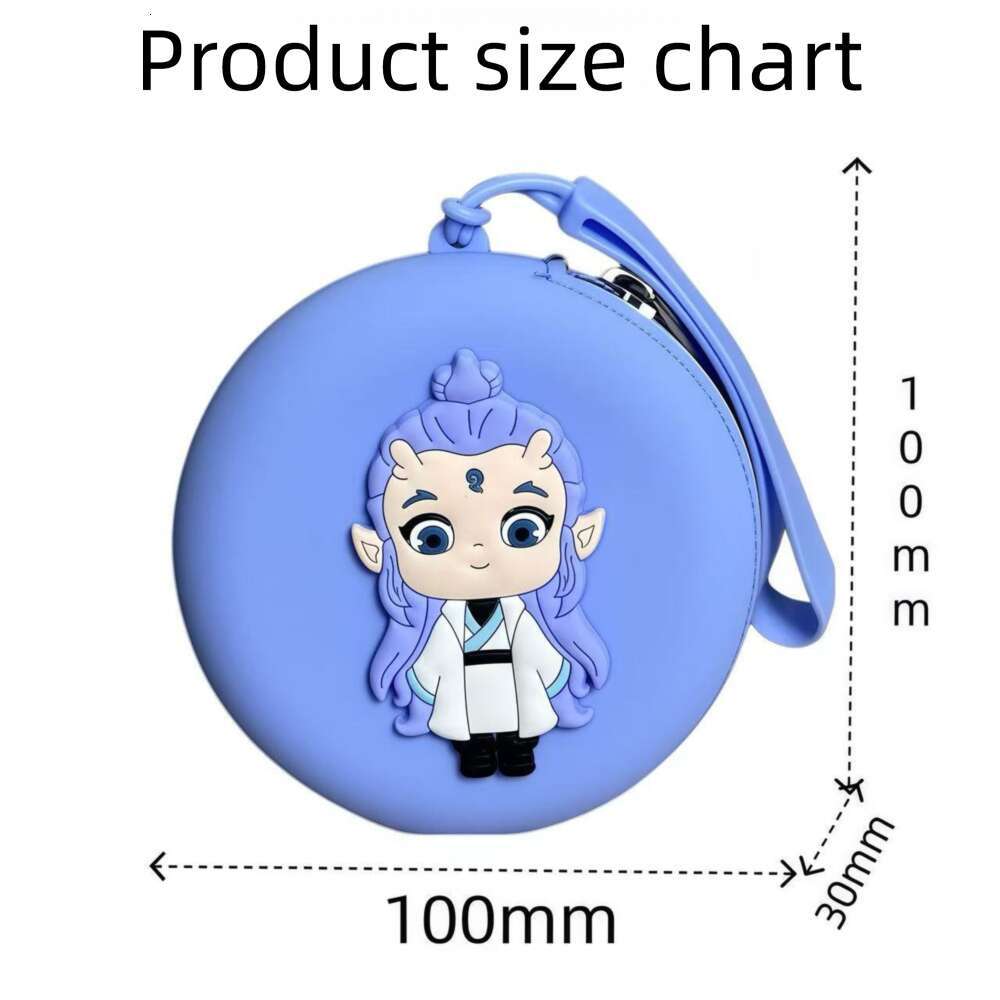 Cartoon Coin Purse Nezha 2 Demon Child Headphone ID Zipper Silicone Lipstick Bag Storage Mini