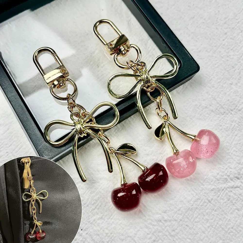 Cherry Bag Charms Fruit Chain Accessory Simulated Cherry Pendant Sparkling Keychain Bag Pendant Cute Cartoon DIY INS Key Chains J251121