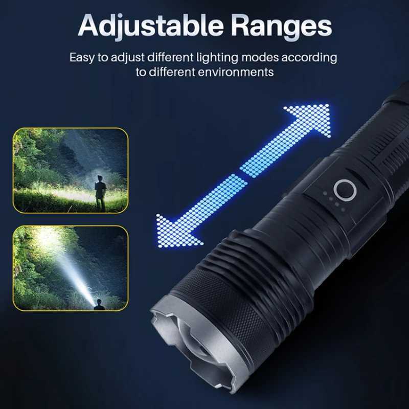 Remote focused flashlight Multifunctional emergency rechargeable batterypowered outdoor device Features a function to exte W251114