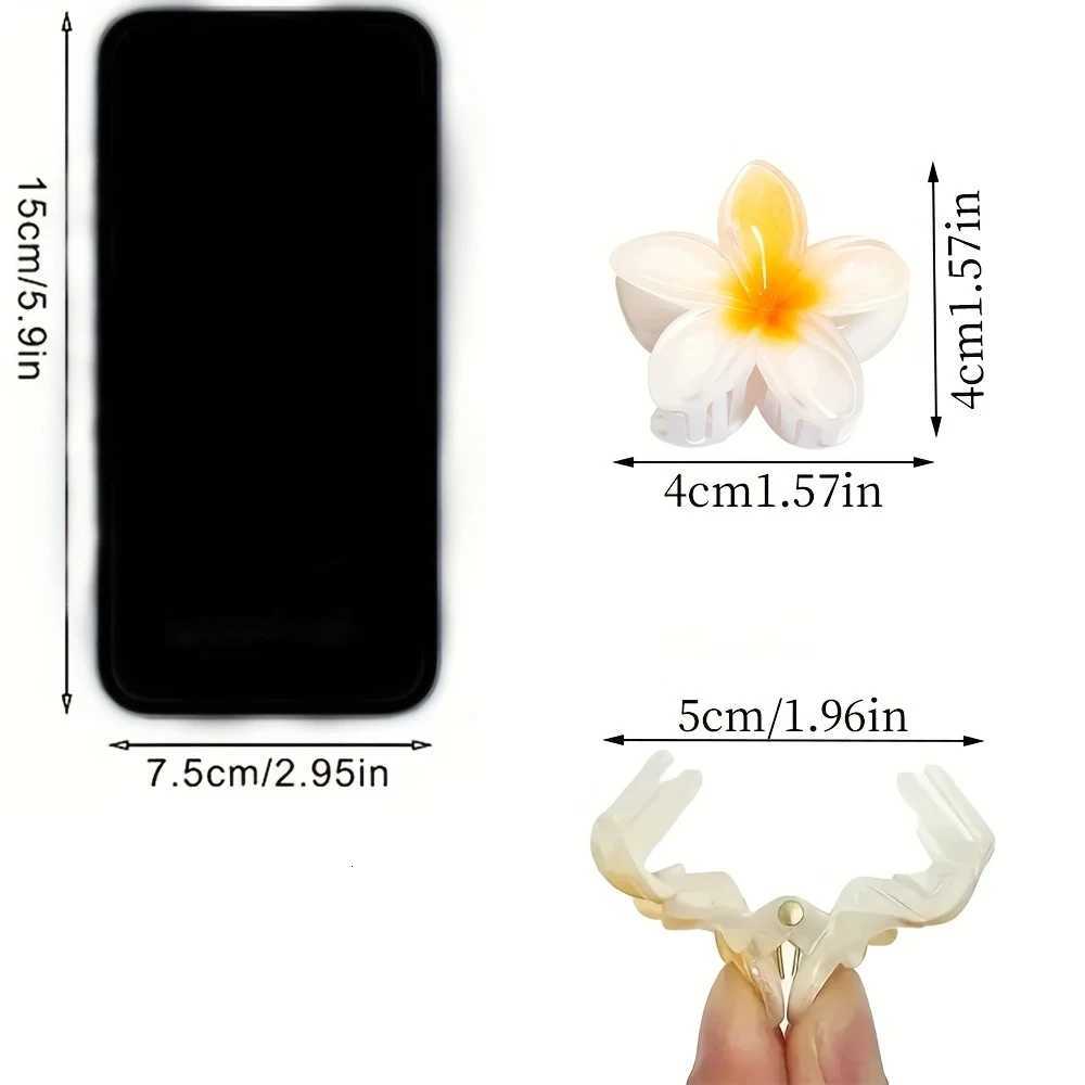 6pcs Hawaiian Gradient Hair Clips Small Flower Hair Claws Crab Barrettes Fashionable Headwear Accessories for WomenW254021