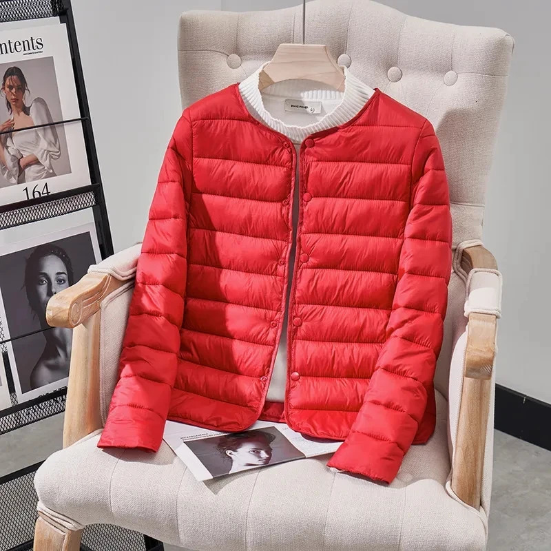 Womens Winter Parka Hooded Round Neck Down Cotton Jacket Ladies Korean Version Lightweight And Thin Loose Female Outerwear 251021