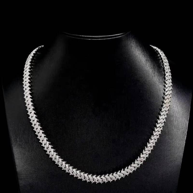 10MM Pass Diamond Tester Hip Hop VVS D Color Iced Out Mens Spiked Moissanite Cuban Link Chain With 925 Sterling Silver GRA