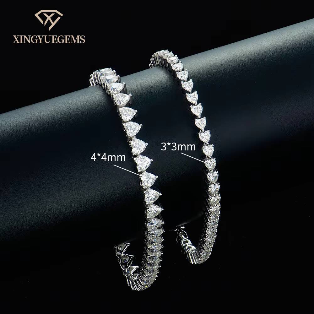 High Quality Jewelry Women Iced Out 3mm 4mm 925 Sterling Silver Vvs Vvs1 Diamond Moissanite Mossanite Heart Tennis Bracelet