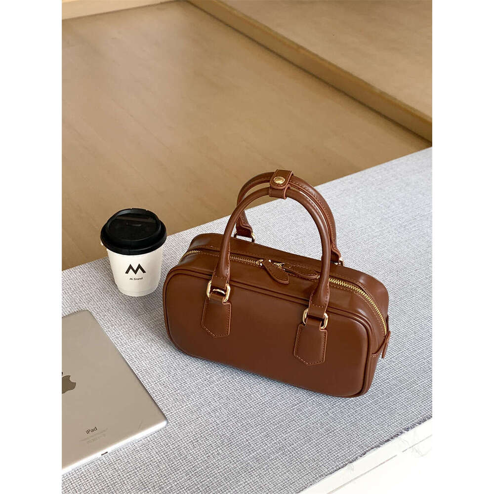 Handheld Bowling New PU Handbag Square Fashion Simple Double Zipper Single Shoulder Crossbody Bag For Women B5