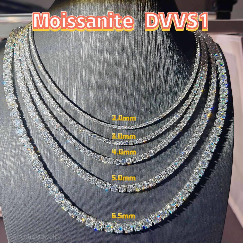 Hot Sell Ice Cut D Color VVS Moissanite Tennis Chain Necklace Bracelet 925 Sterling Silver Moissanite Chain